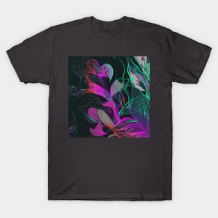 Floral Art - Teal Purple pink T-Shirt